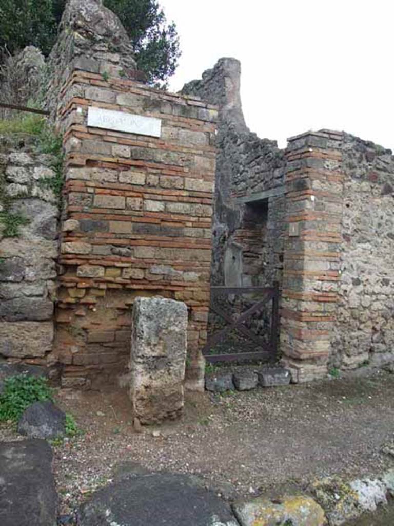 V.3.1 Pompeii. May 2010. Street shrine on Via di Nola, on the west side of the entrance.
