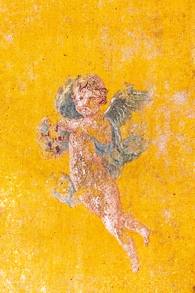 V.4.a Pompeii. October 2023.
Room ‘i’, detail from west end of south wall of cubiculum. Photo courtesy of Johannes Eber.