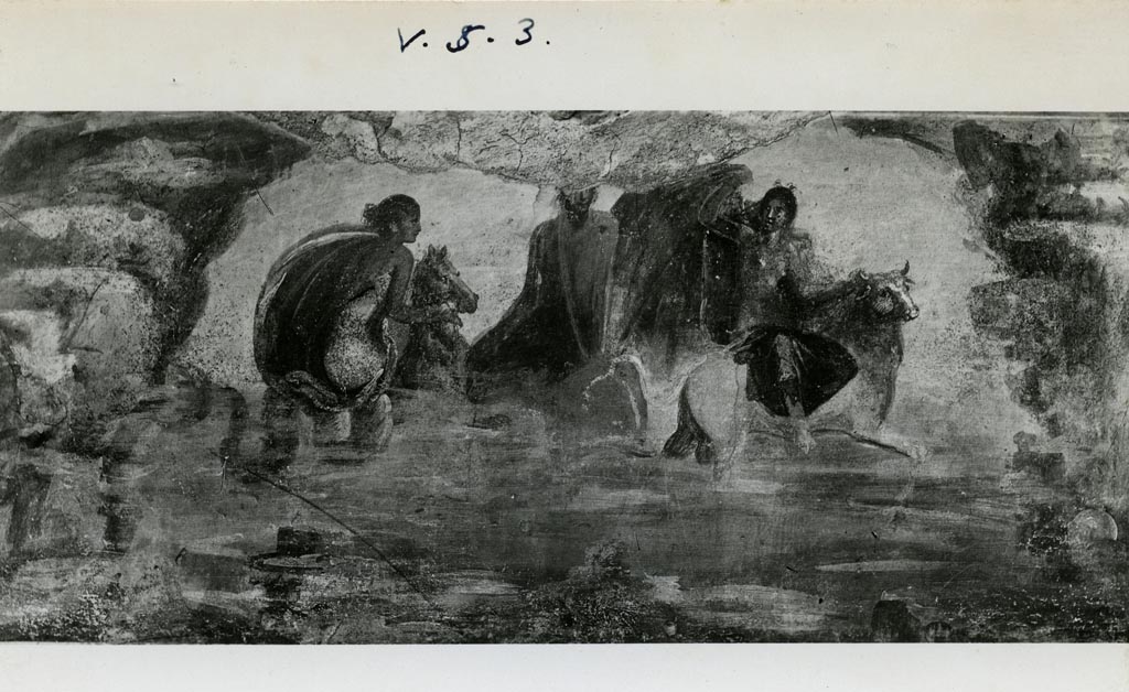 V.5.3 Pompeii. Pre-1937-39. Room 7, painting 2 from north-east corner of peristyle.
Photo courtesy of American Academy in Rome, Photographic Archive. Warsher collection no. 1705.