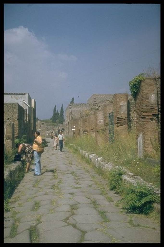 VI.3.9 Pompeii.  Looking north along Via Consolare, from outside V.3.9, on the right.  Photographed 1970-79 by G�nther Einhorn, picture courtesy of his son Ralf Einhorn.

