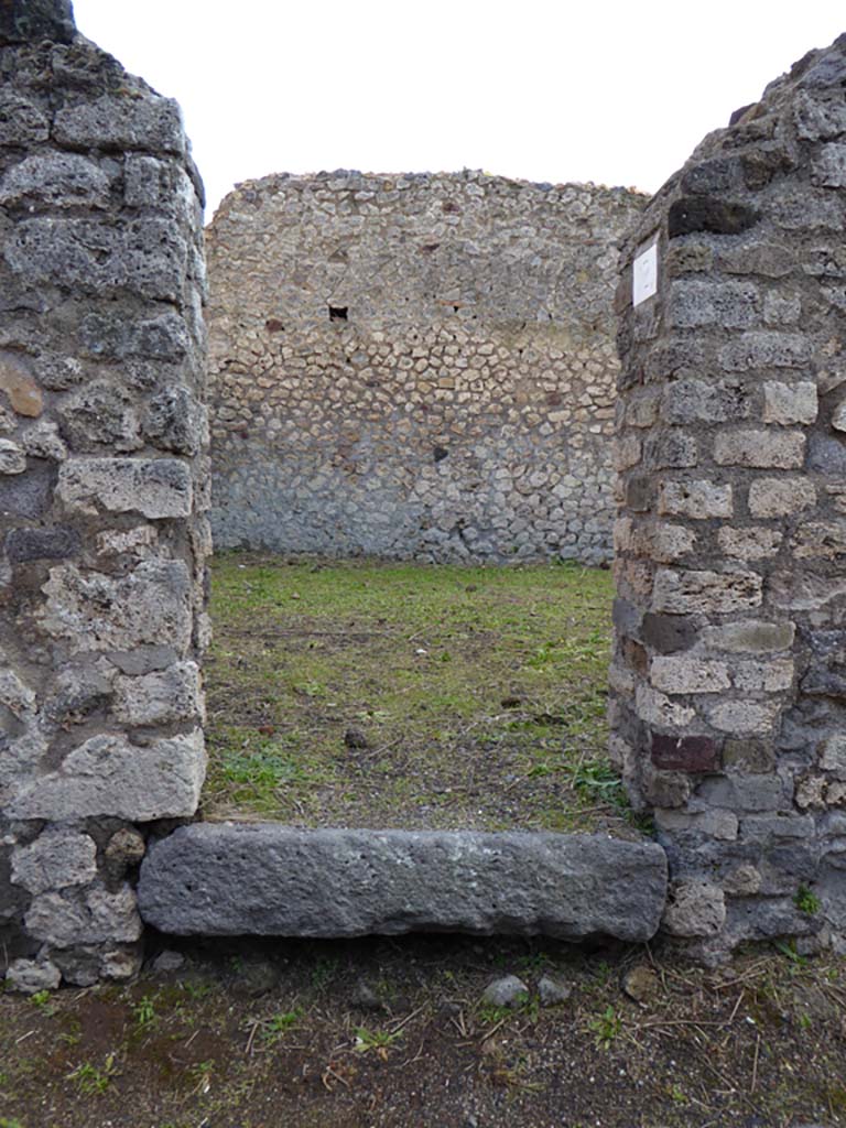 VI.6.11? or 12? Pompeii. January 2017. Entrance doorway, looking south from Vicolo di Mercurio.
Foto Annette Haug, ERC Grant 681269 D�COR.
We, using the Eschebach plan, had this numbered as VI.6.11, although in the 2007 and 2005 photos below the doorway is seen as unnumbered. 
Now it clearly appears to have been renumbered to VI.6.12.
(Perhaps the doorway at VI.6.10a has now been renumbered to VI.6.11.)
