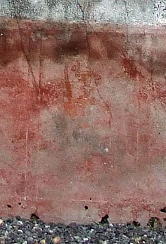 VI.7.19 Pompeii. Detail from east wall of cubiculum. In the centre of the red dado of the east wall, was a narrow panel with yellow jug. See Bragantini, de Vos, Badoni, 1983. Pitture e Pavimenti di Pompei, Parte 2. Rome: ICCD. (p.153).