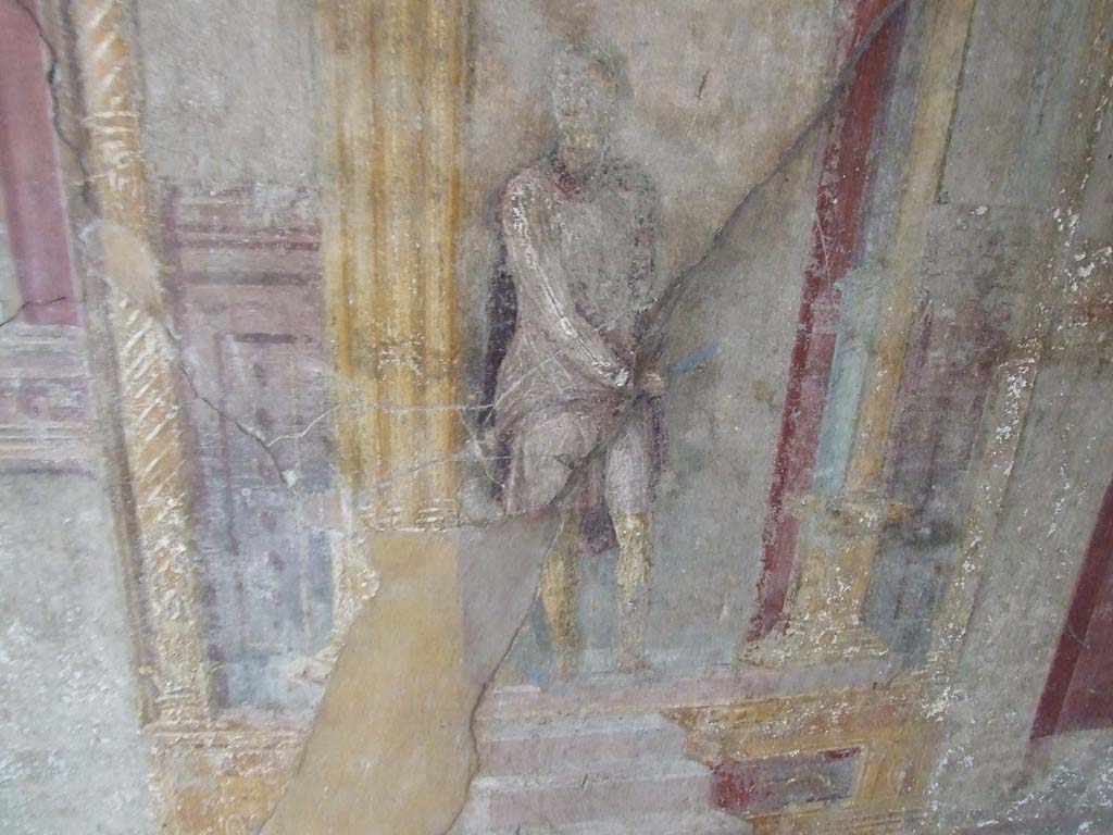 VI.7.23 Pompeii. December 2006. Cubiculum. West alcove, south wall. Male figure in oriental dress.
See Caso L., in Rivista di Studi Pompeiani III, 1989, p. 112.