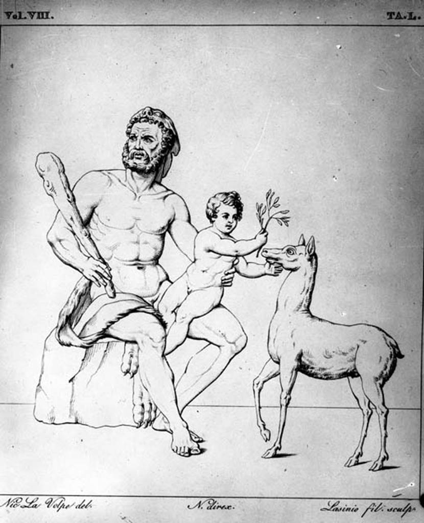 230970 Bestand-D-DAI-ROM-W.144.jpg
VI.9.2 Pompeii. W.144. Drawing of wall painting of Hercules and Telephus. According to Bragantini, this would have been seen on the east wall. See Bragantini, de Vos, Badoni, 1983. Pitture e Pavimenti di Pompei, Parte 2. Rome: ICCD. (p.187).  See Real Museo Borbonico, VIII, taf 50.  See Helbig, W., 1868. Wandgem�lde der vom Vesuv versch�tteten St�dte Campaniens. Leipzig: Breitkopf und H�rtel. (1144)
Photo by Tatiana Warscher. With kind permission of DAI Rome, whose copyright it remains. 
See http://arachne.uni-koeln.de/item/marbilderbestand/230970 

