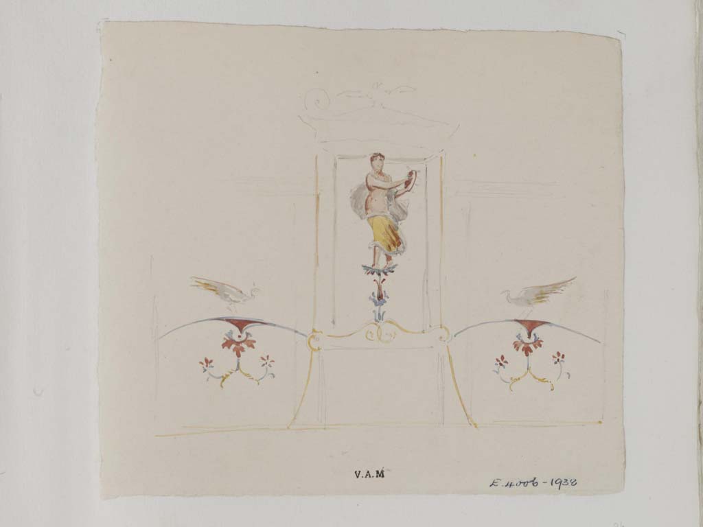 VI.9.2 Pompeii. c.1840. Painting by James William Wild from south wall of room 29, painted maenad with tambourine.
Photo � Victoria and Albert Museum, inventory number E.4006-1938.
