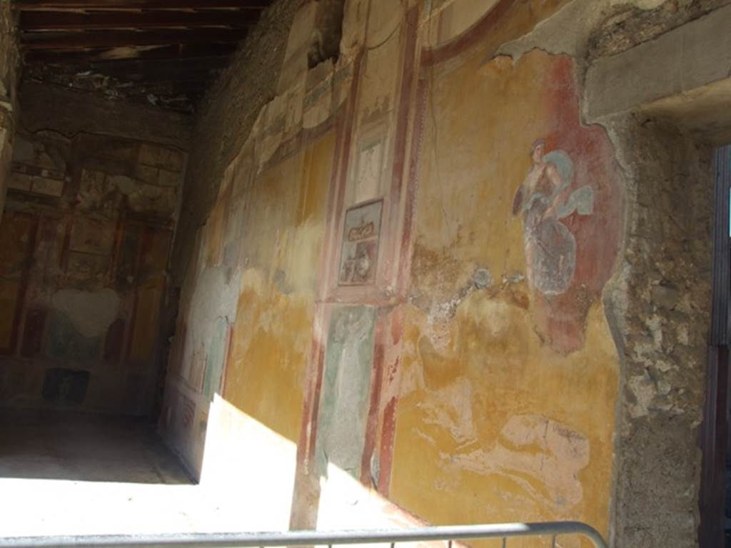 VI.9.6 Pompeii.  March 2009.  Room 6.  Peristyle.  North wall west side of doorway.