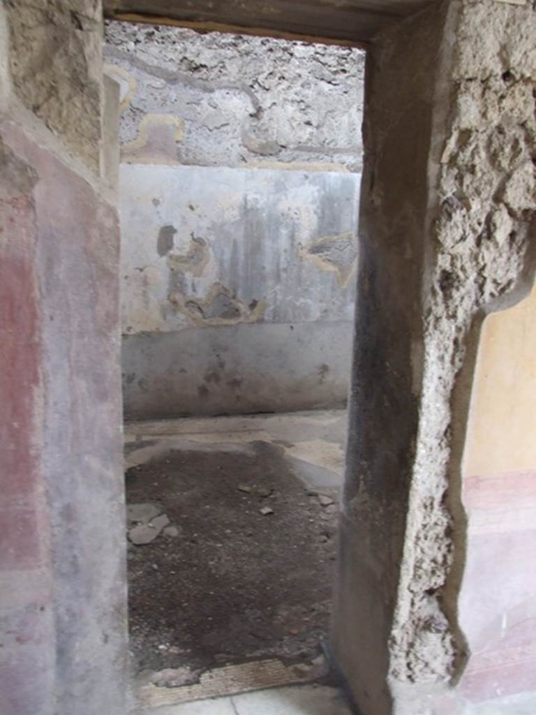 VI.9.6 Pompeii. March 2009. Doorway to room 23, in north-west corner of peristyle.