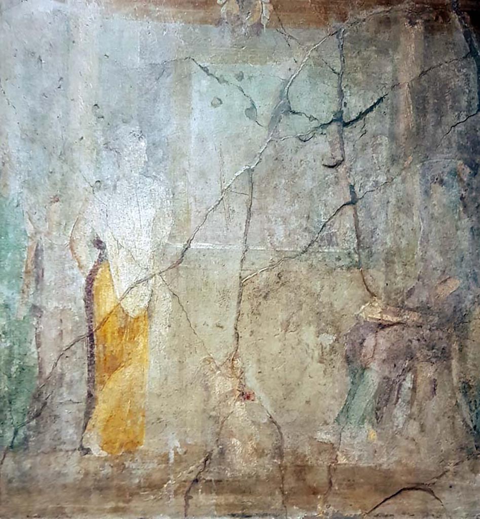 VI.10.2 Pompeii.
Painting of Paris and Helen, which was detached from the walls of the oecus by order of the King.
Now in Naples Archaeological Museum. Inventory number 9002.
Our thanks to Rachel Lowder for helping with this.
