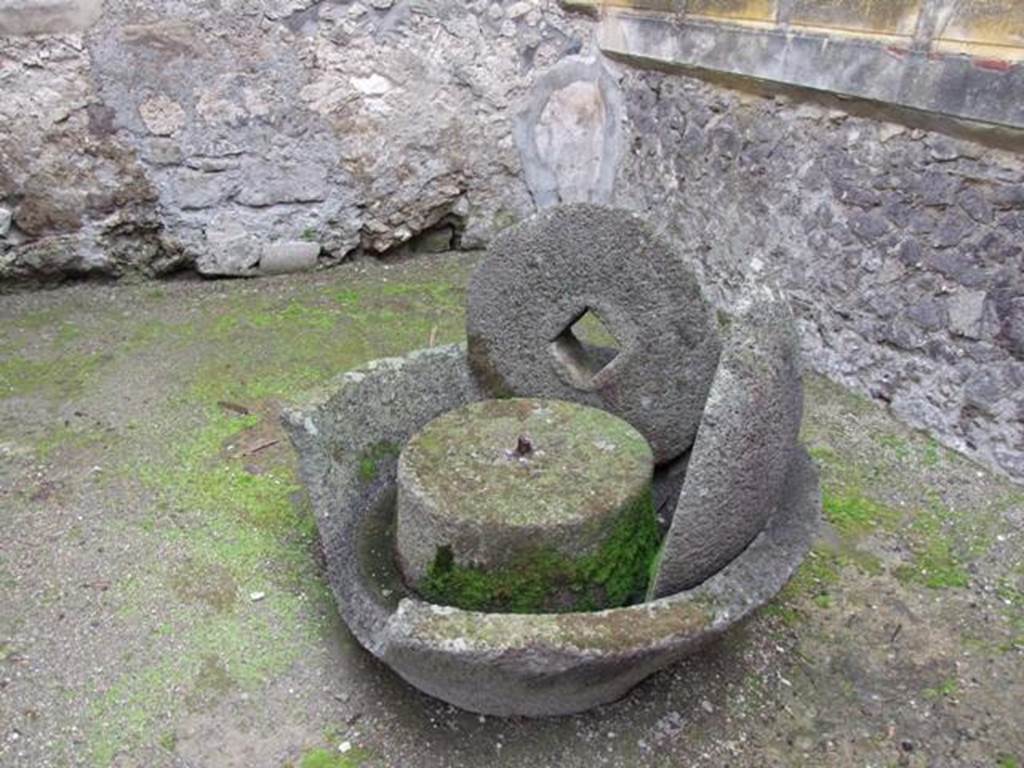 VI.10.6 Pompeii.  March 2009.  Room 6.  Remains of oil press found in atrium, probably waiting to be installed in the cellar.  See Jashemski, W. F., 1993. The Gardens of Pompeii, Volume II: Appendices. New York: Caratzas. (p141).
