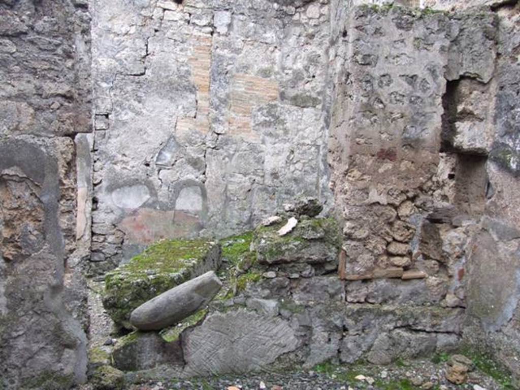 VI.10.11 Pompeii. March 2009. Room 9, remains of south wall of oecus , looking into room 10.