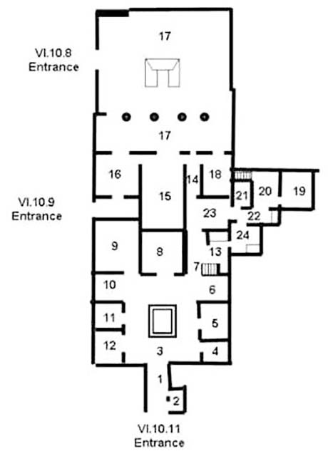 VI.10.11 Pompeii. Casa del Naviglio o di zefiro e flora
Room plan
