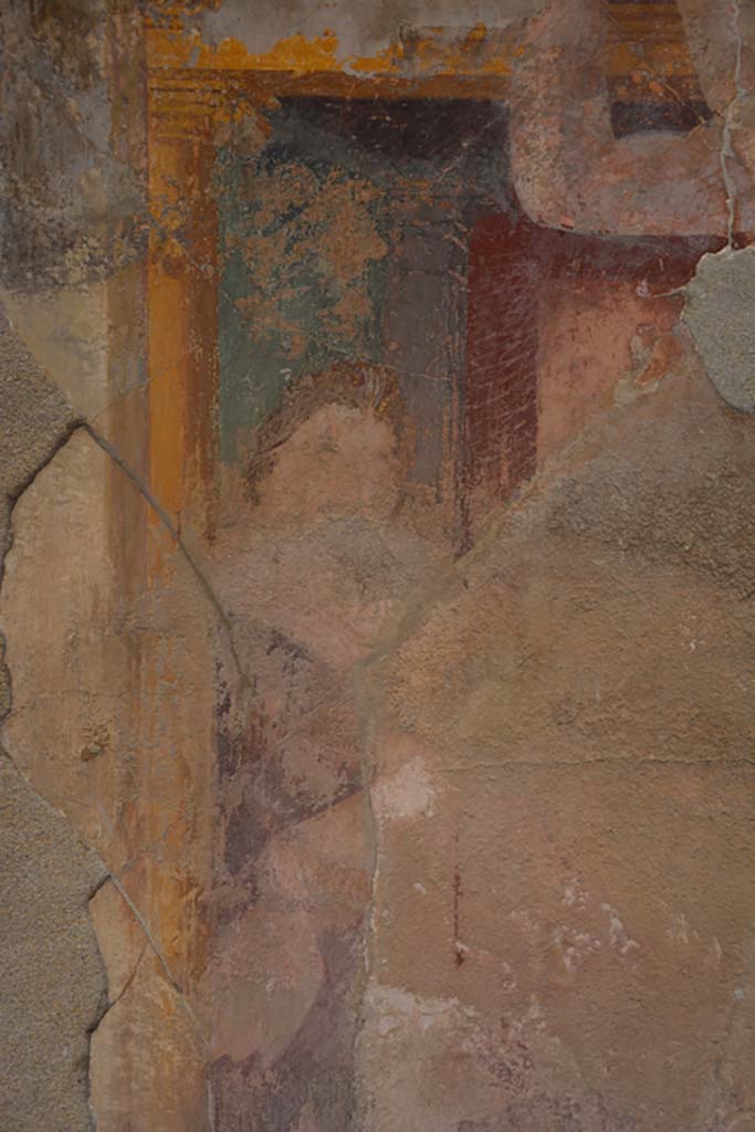 VI.11.10 Pompeii. December 2017. 
Room 42, detail of painted decoration from upper west wall at south end.
Foto Annette Haug, ERC Grant 681269 D�COR
