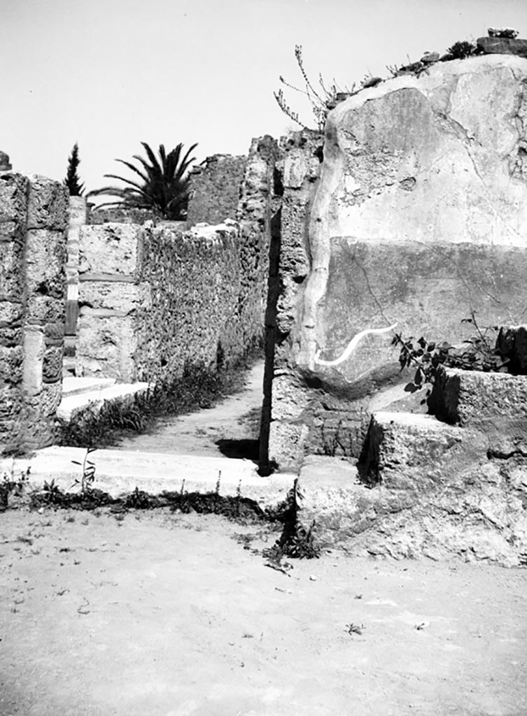 VI.12.2 Pompeii. W.1132. 
Looking north towards doorway to corridor, in room at south end of corridor on east side.
On the left in the corridor is a doorway leading to the south-east corner of the first or middle peristyle.
Photo by Tatiana Warscher. Photo © Deutsches Archäologisches Institut, Abteilung Rom, Arkiv. 
