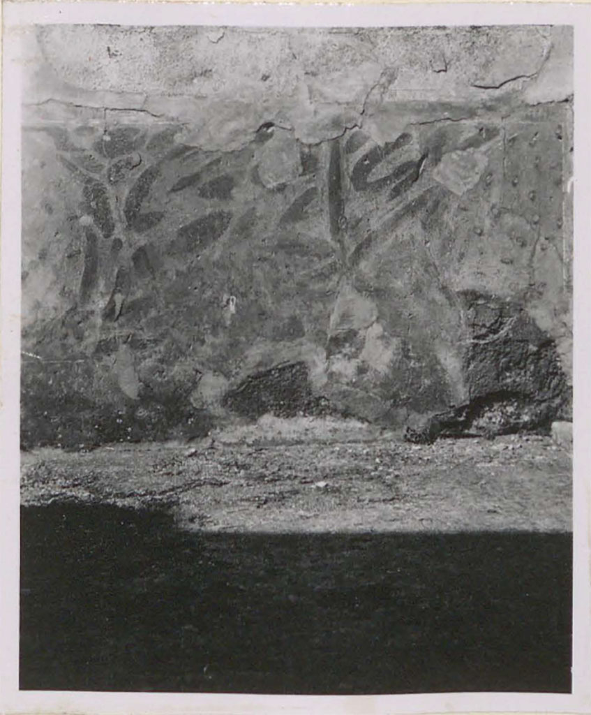 VI.12.2 Pompeii.Pre-1943. 
Zoccolo on west side of Tuscan atrium, on pilaster between first and second doorways.
According to Warscher, this was painted to give the impression of imitating marble.
See Warscher, T. (1946). Casa del Fauno, Swedish Institute, Rome. (p.17, n.19).
