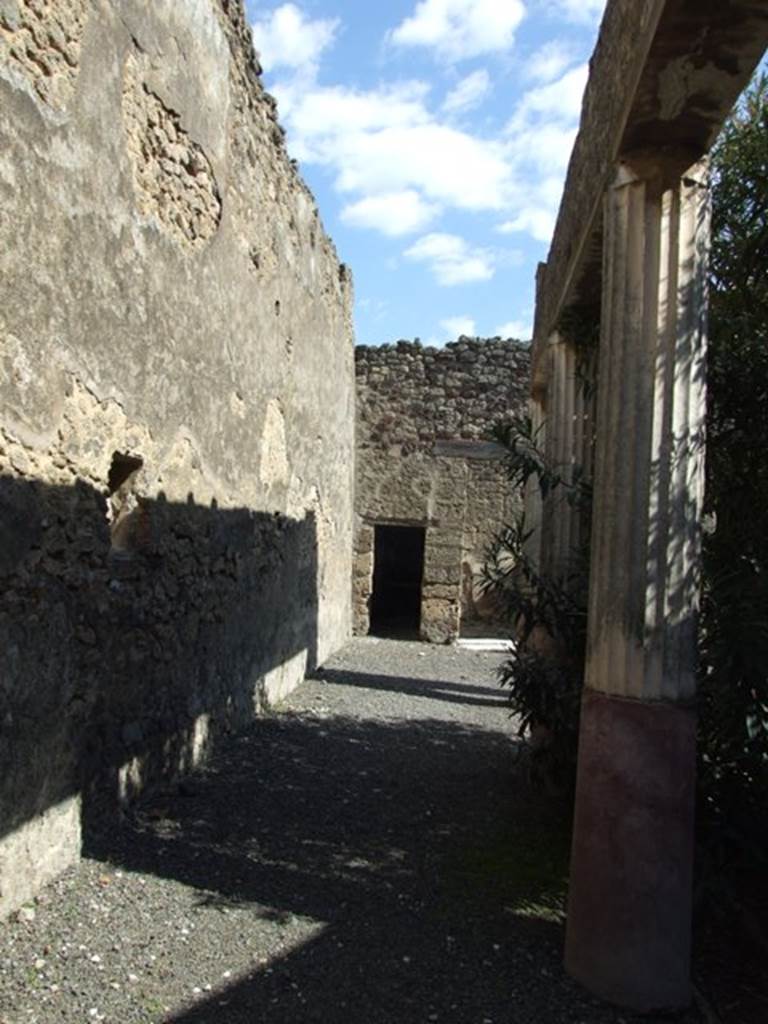 VI.14.20 Pompeii. March 2009. Room 18, garden area. Looking east along north side of portico.