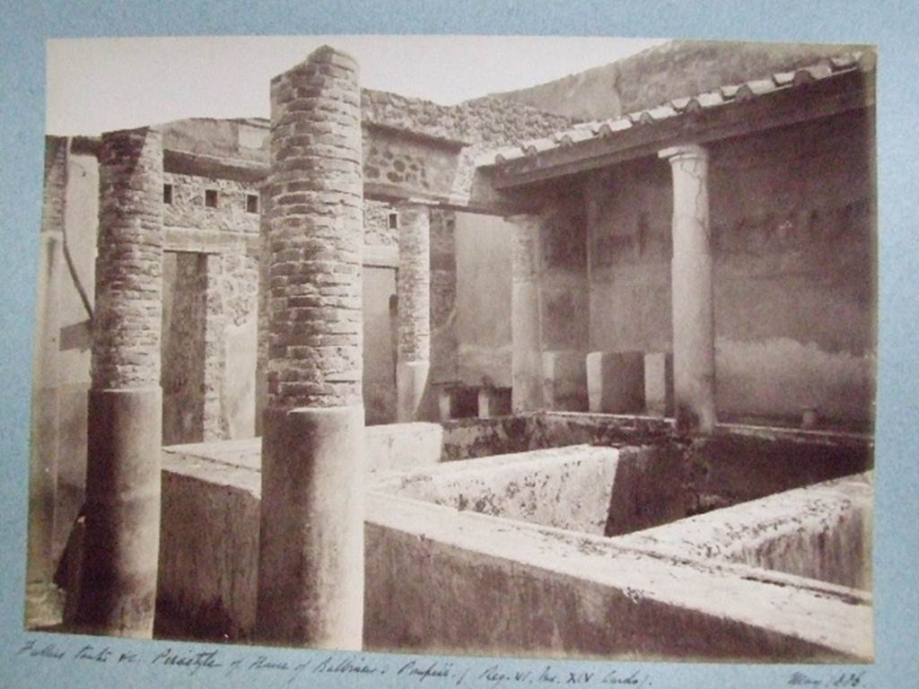 VI.14.22 Fullonica of Balbinus. May 1886. Fullers tanks in peristyle of House of Balbinus at Pompeii. Old photograph courtesy of Society of Antiquaries Fox Collection.