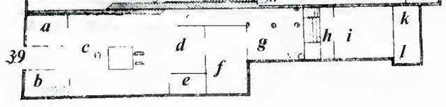 VI.14.39 Pompeii. Casa Lucrum Gaudium or Officina di tornitore
Room plan