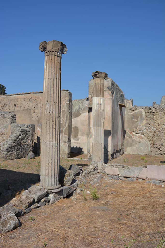 VI.14.43 Pompeii. September 2019.
Looking towards west portico (on left) of peristyle garden towards doorway into room 15, in centre.
Room 16 can be seen on the right.
Foto Annette Haug, ERC Grant 681269 DÉCOR.
