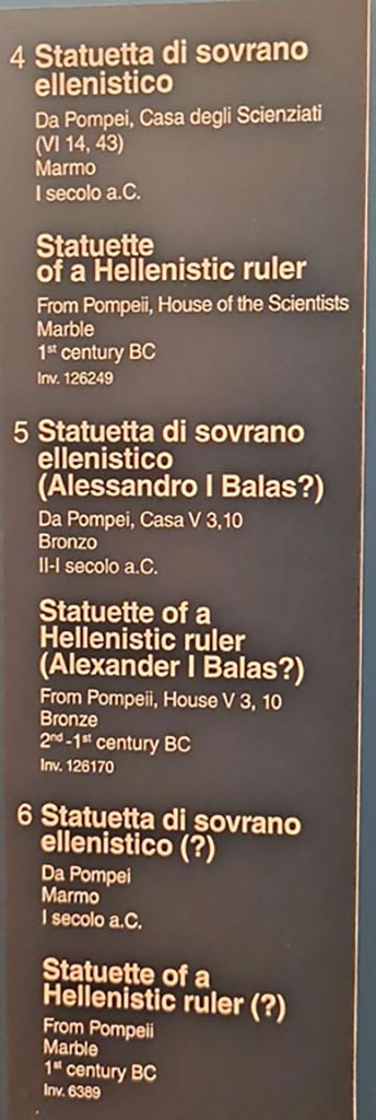 Description card from Naples Museum,
Photo courtesy of Giuseppe Ciaramella.