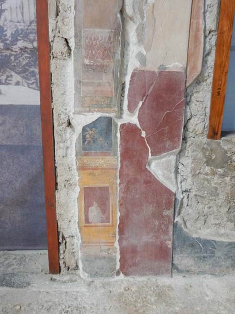 VI.15.1 Pompeii. May 2017. Painted panel on west wall of north ala. Photo courtesy of Buzz Ferebee.