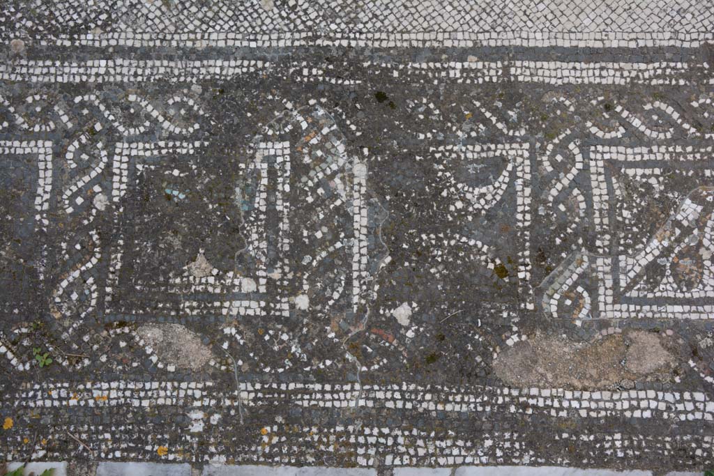 VI 15 5 Pompeii. March 2019. Tablinum 7, coloured mosaic threshold, detail starting from the south (left) side.
Foto Annette Haug, ERC Grant 681269 D�COR.

