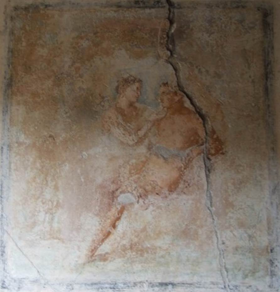 VI.15.6 Pompeii. March 2009. Room 15. Triclinium. Wall painting of Venus and Adonis. See Schefold, K., 1962. Vergessenes Pompeji. Bern: Francke. (p.94.)