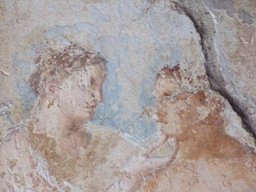 VI.15.6 Pompeii. March 2009. Room 15. Triclinium. North wall. Detail of Venus and Adonis in wall painting.