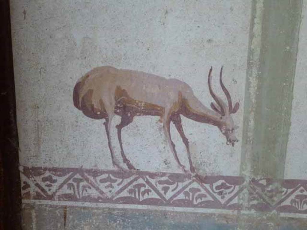 VI.15.8 Pompeii. May 2010. Detail from east wall of summer triclinium.