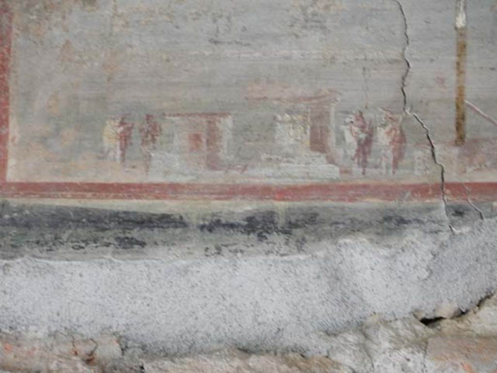 VI.16.7 Pompeii. May 2016. 
Room F, lower part of painting on west wall of west portico above doorway to room R. Photo courtesy of Buzz Ferebee.

