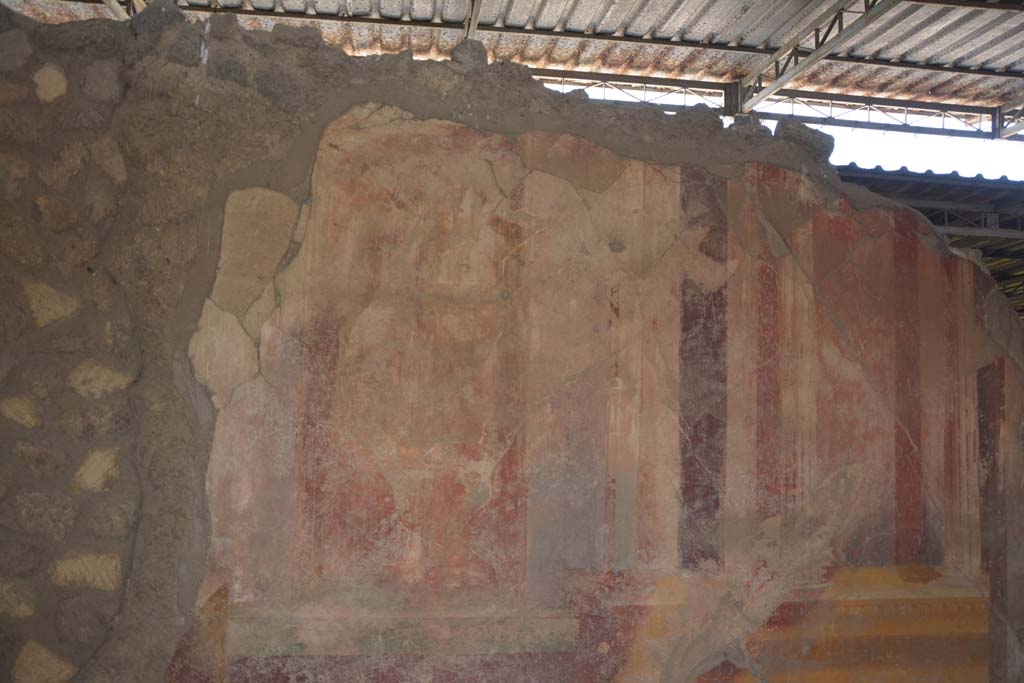 VI.17.41 Pompeii. September 2019. Detail from middle zone of west wall in triclinium on south side of atrium
Foto Annette Haug, ERC Grant 681269 D�COR.

