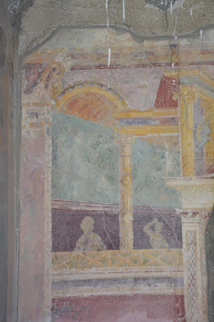 VI.17.41 Pompeii. September 2019. Cubiculum 17, detail from upper east wall at north end.
Foto Annette Haug, ERC Grant 681269 D�COR.

