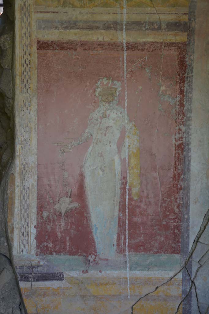 VI.17.41 Pompeii. September 2019. Cubiculum 17, detail from east wall at south end.
Foto Annette Haug, ERC Grant 681269 D�COR.
