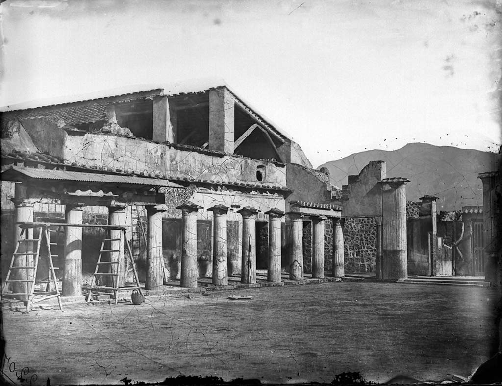 VII.1.8 Pompeii. c.1871. Looking south-east across palaestra and portico.  
Photo by J. H. Parker, � American Academy in Rome. Parker.2207.Italia.
