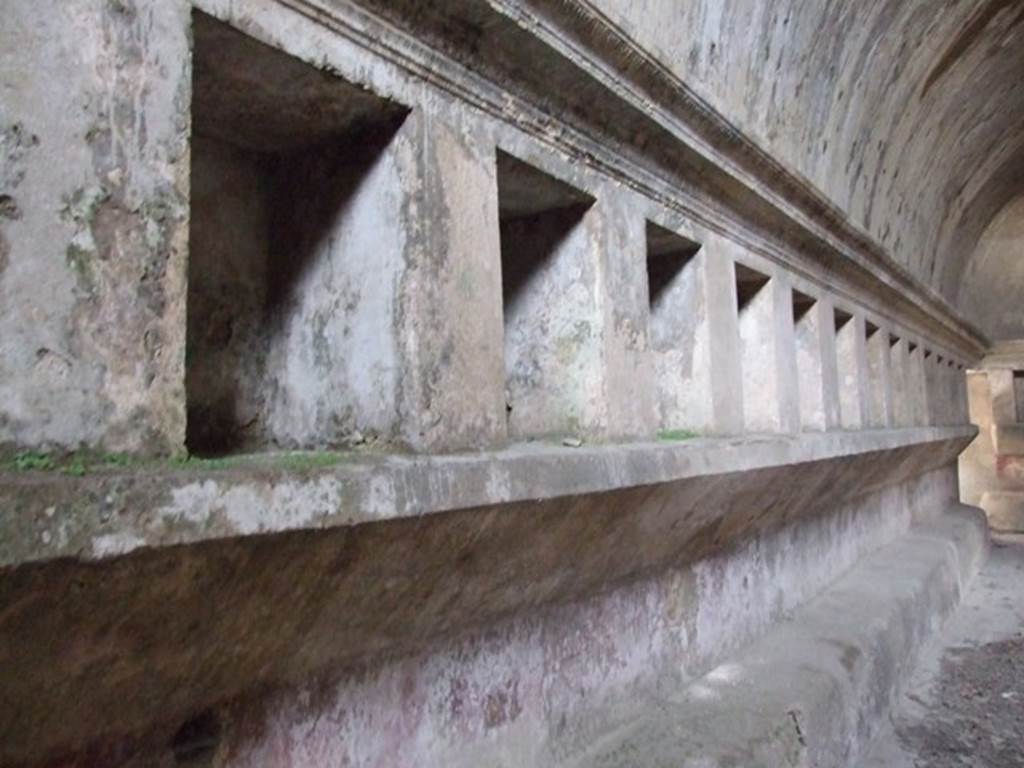 VII.1.8 Pompeii. December 2007. Niches on north side in women�s changing room 11.