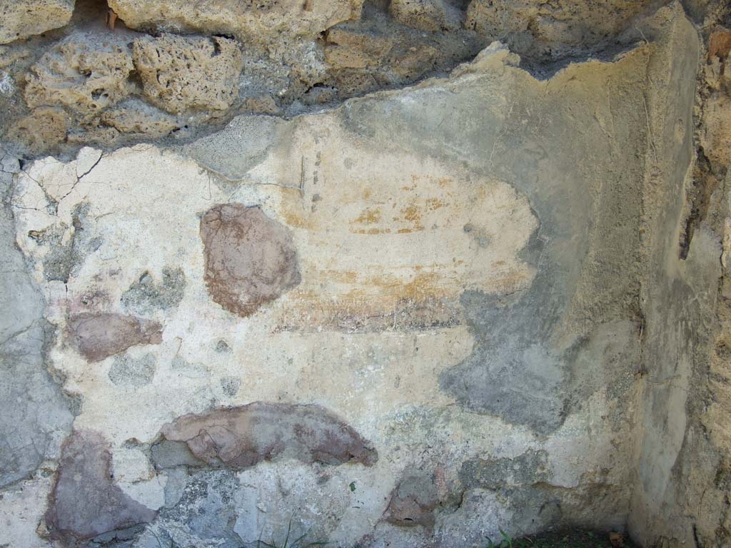 VII.2.20 Pompeii. March 2009. Painted plaster in arch in recess in east wall of peristyle garden.  