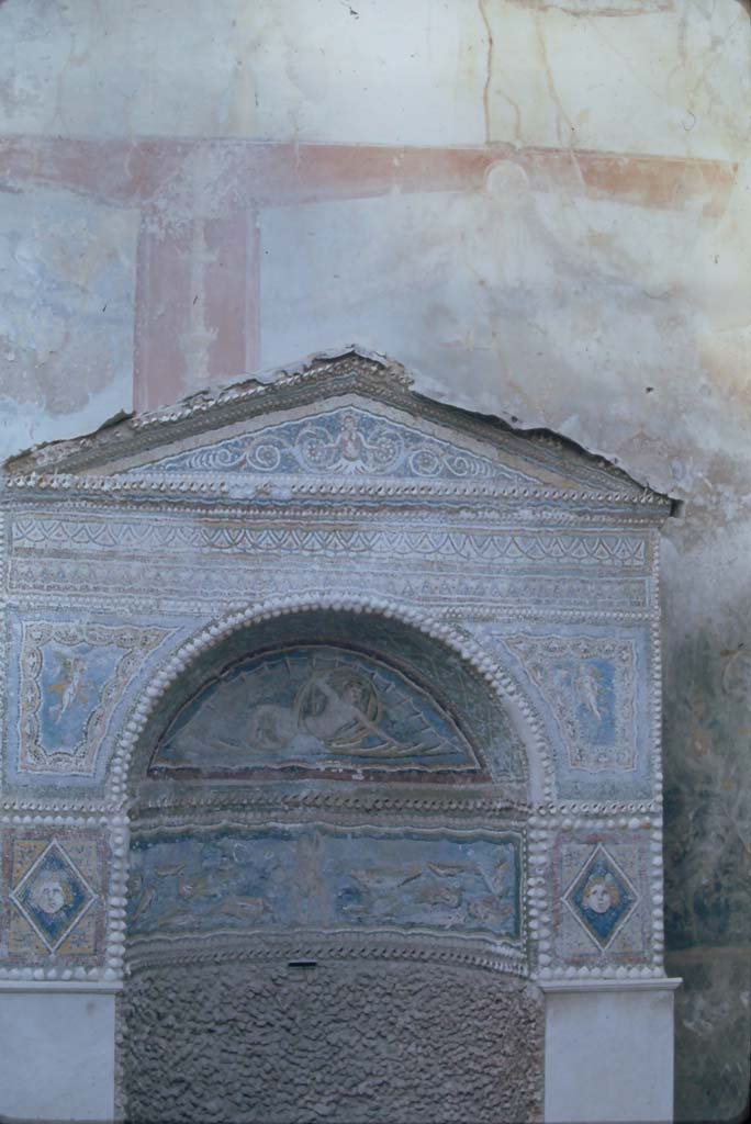 VII.2.45, Pompeii. 4th December 1971. Detail of fountain.
Photo courtesy of Rick Bauer, from Dr.George Fay’s slides collection.