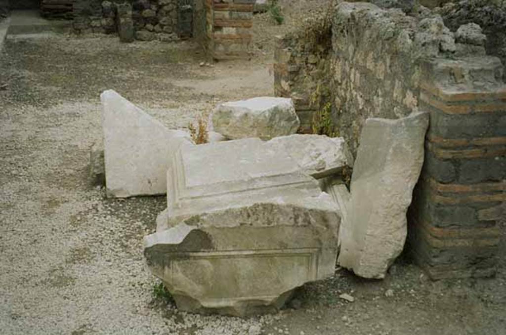 VII.4.2 Pompeii. June 2010. Material stored in the middle of VII.4.2, looking east. Photo courtesy of Rick Bauer.