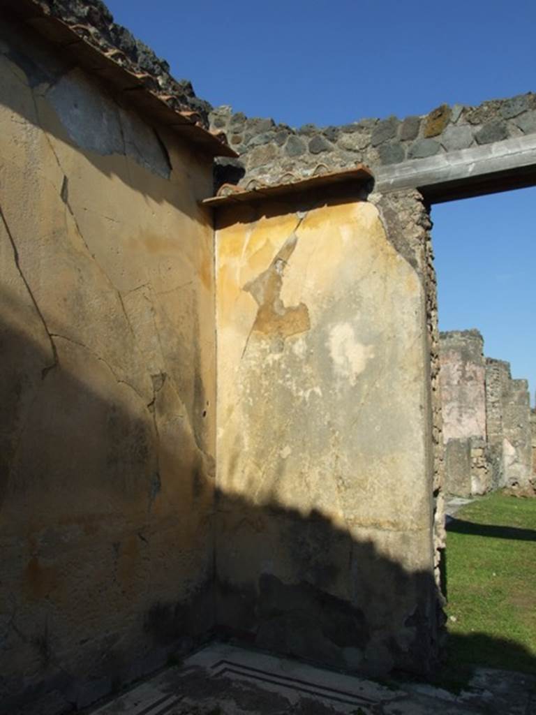 VII.4.31 Pompeii. March 2009. Room 20, north-east corner of oecus.  