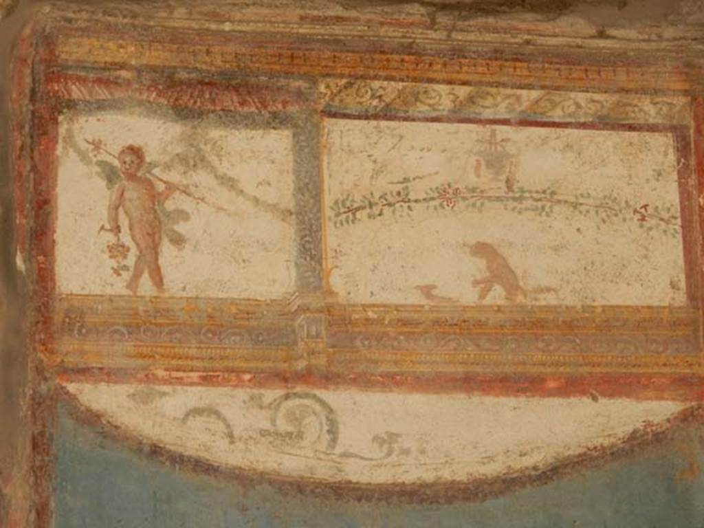 VII.4.48 Pompeii. May 2015. Room 11, upper south wall in south-west corner.
Photo courtesy of Buzz Ferebee.
