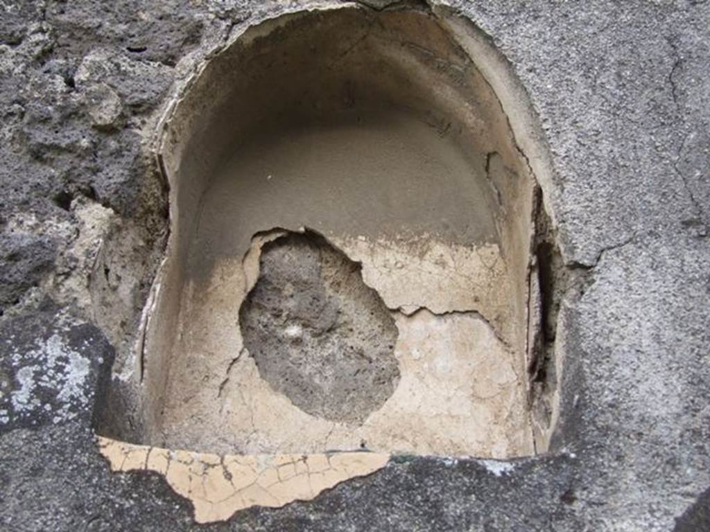 VII.4.49 Pompeii. March 2009.  Niche in east wall, its inside coated with white stucco.
