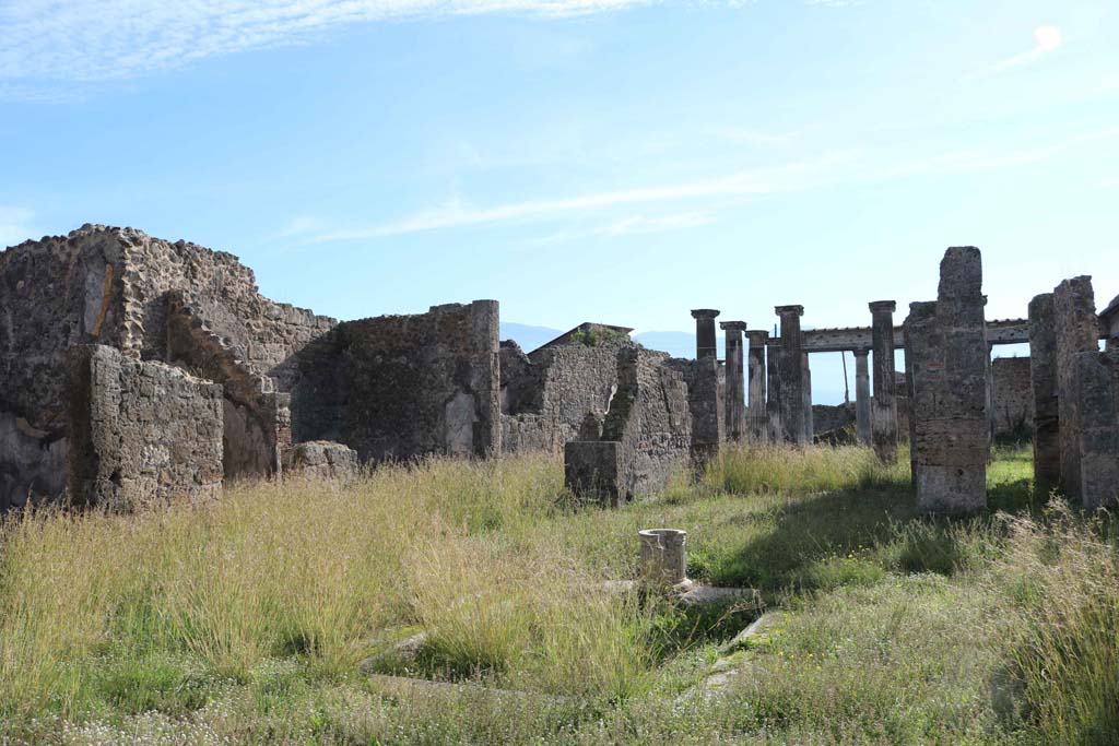 VII.4.57, Pompeii. December 2018. Room 1, looking south-east across impluvium in atrium. Photo courtesy of Aude Durand.


