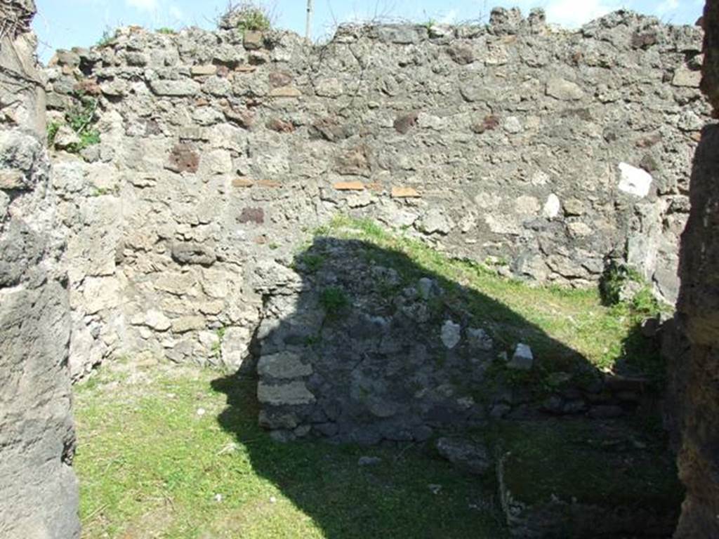 VII.4.57. Pompeii.  March 2009.  Room 3.  Kitchen?, East wall with stairs to upper floor.