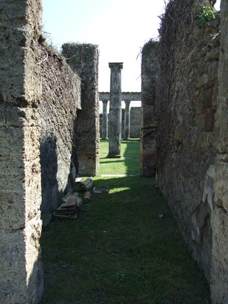 VII.4.57. Pompeii.  March 2009.  Room 8. Corridor to peristyle, looking south.