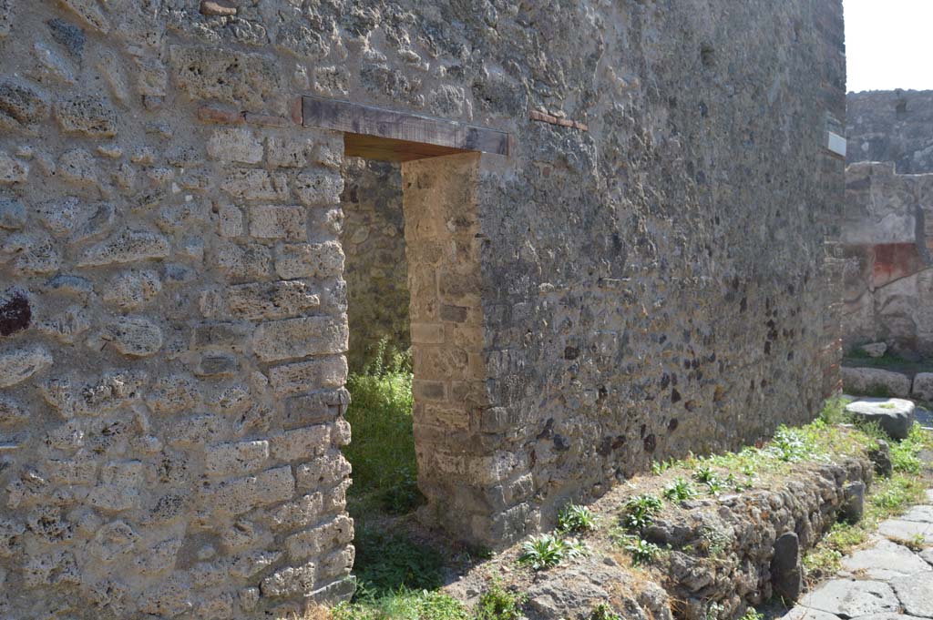 VII.6.36 Pompeii. October 2017. Looking south along east wall in Vicolo del Farmacista, from rear side entrance doorway.
Foto Taylor Lauritsen, ERC Grant 681269 D�COR.

