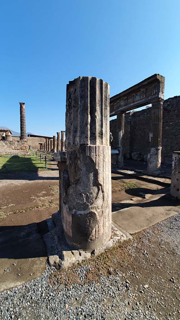 VII.7.32 Pompeii. July 2021. Detail of column from south side at east end.
Foto Annette Haug, ERC Grant 681269 DÉCOR.

