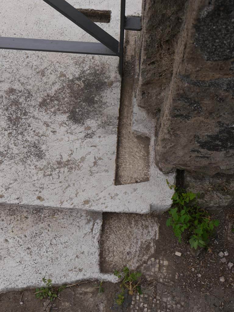 VII.7.32, Pompeii. September 2018. Detail of threshold on west side of doorway.
Foto Anne Kleineberg, ERC Grant 681269 DÉCOR.


