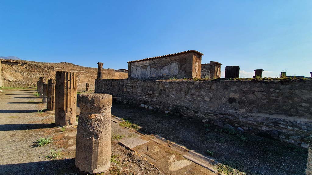 VII.7.32 Pompeii. July 2021. Looking east towards west side of podium and cella, from west portico. 
Foto Annette Haug, ERC Grant 681269 DÉCOR.
