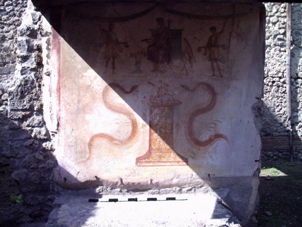 VII.12.11 Pompeii. July 2008. Looking west towards lararium painting. Photo courtesy of Jared Benton.
