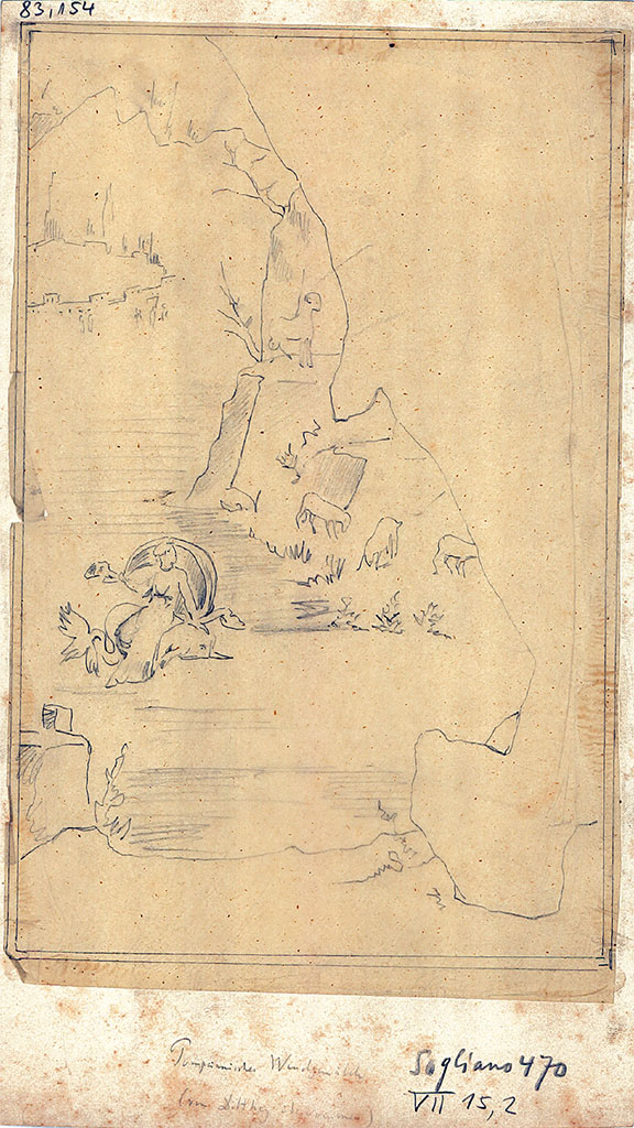 VII.15.2 Pompeii. Copy of painting of Galatea on a dolphin from west wall.
DAIR 83.154. Photo © Deutsches Archäologisches Institut, Abteilung Rom, Arkiv. 
