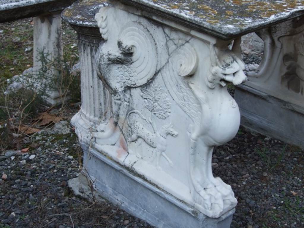 VII.15.13 Pompeii. December 2007. Highly decorative Griffin marble support for marble table or cartibulum.